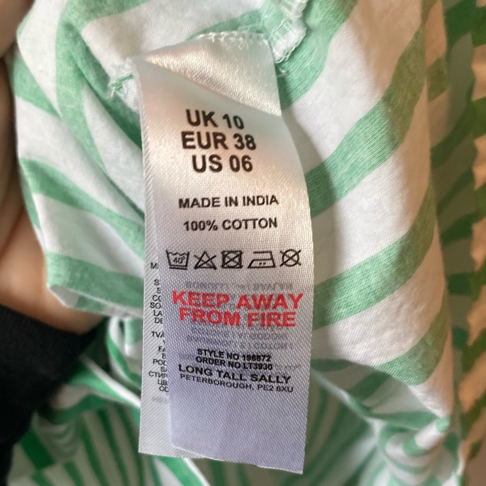 LTS | Size 6 Apple Green Stripe Oversized Cotton Long Sleeve Shirt - Picture 7 of 9
